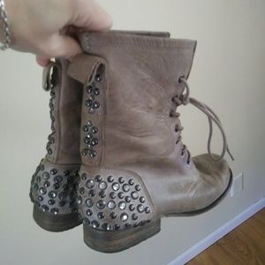Women's studded combat boots